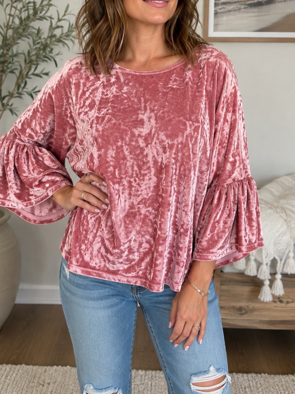 Do Everything in Love Velvet Blouse